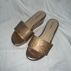 Brand New, Bamboo Women's Rose Gold Glitter (Size 7) Platform Open-Toe Sandals
